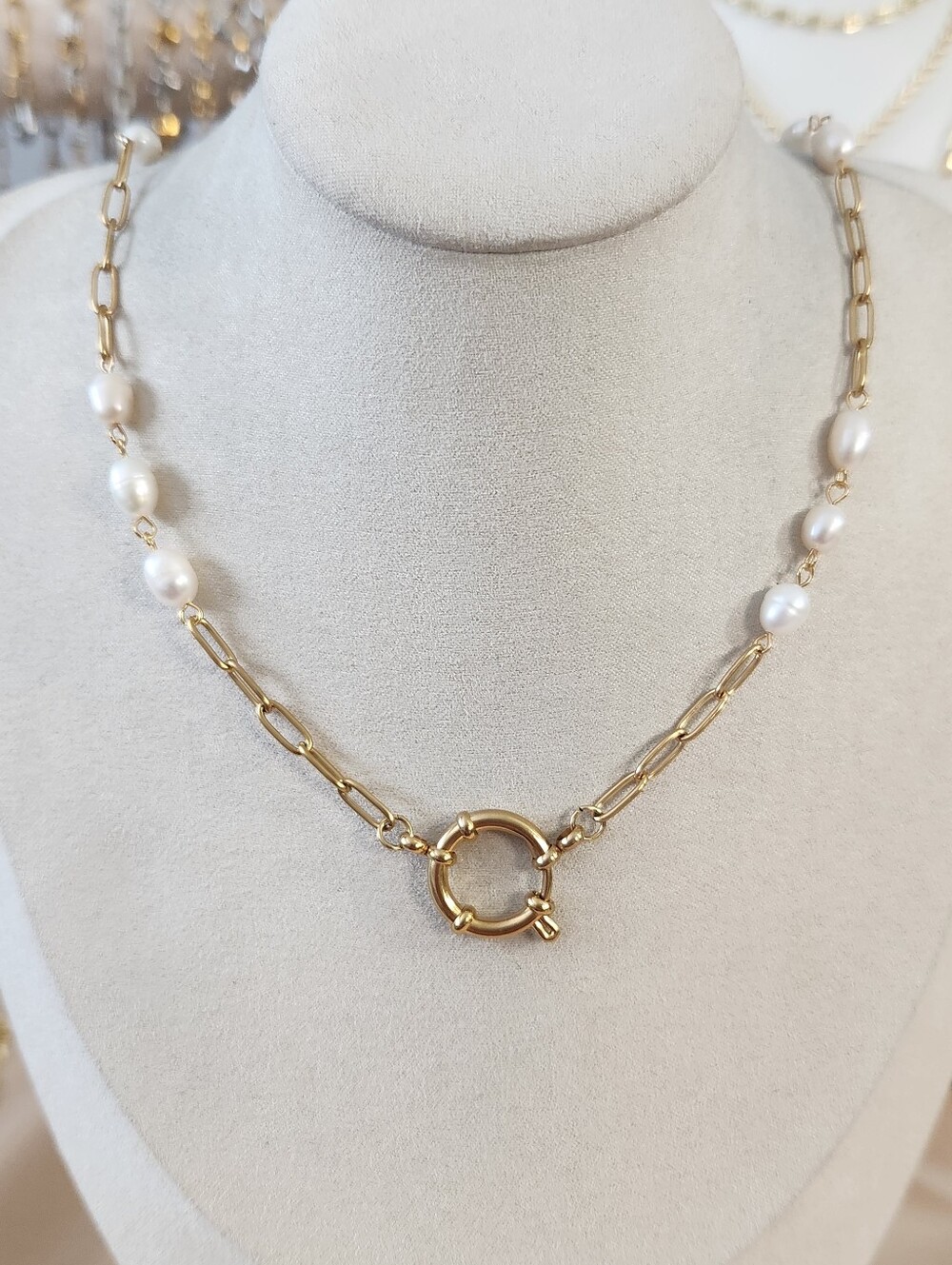 Freshwater Pearl Charm Holder Necklace